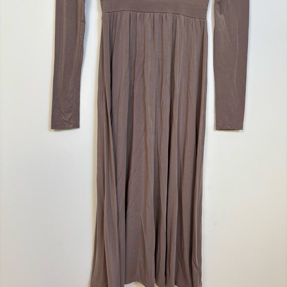 Aritzia Wilfred Market LongSleeve Slit Midi Dress Size XS Taupe Square Neck Fall - Picture 6 of 12